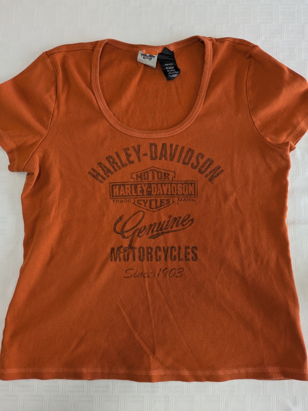 Harley-Davidson Orange Scoop Neck Graphic Tee